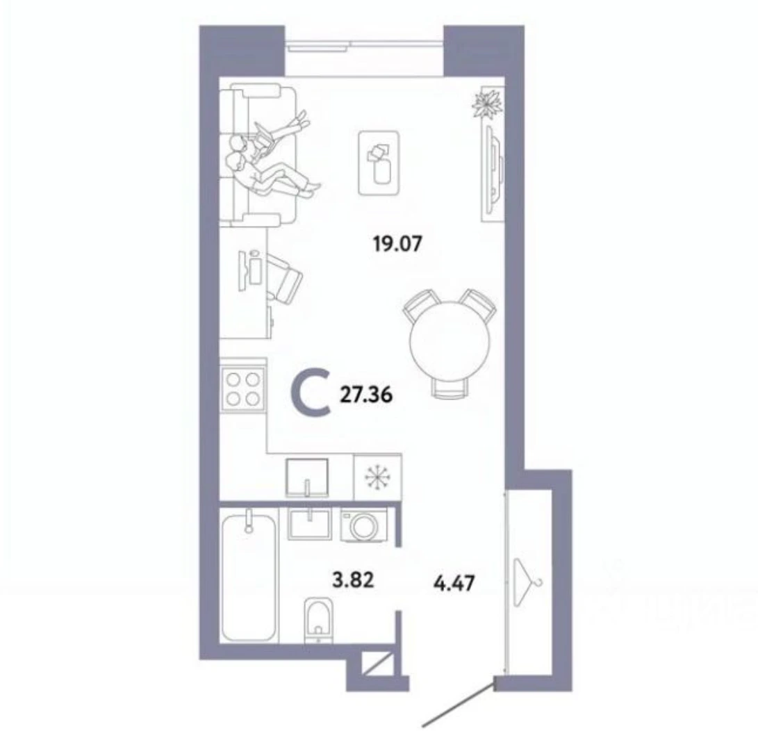 Студии от 26,50 м² — 23,7 млн ₽